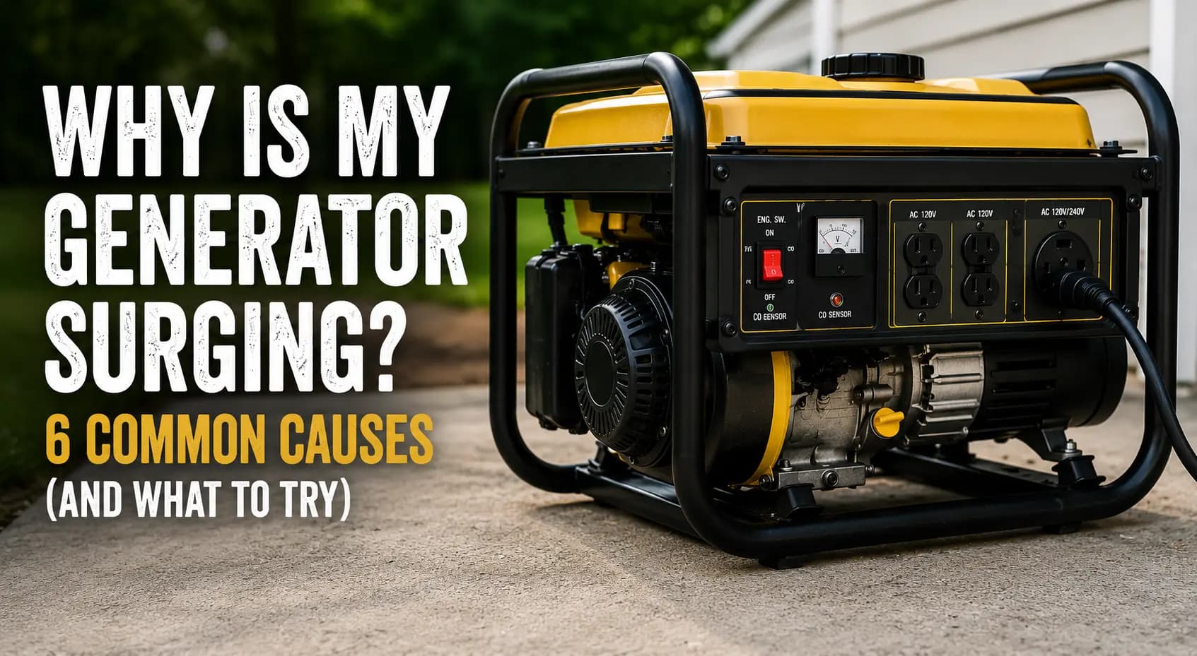 Portable generator being diagnosed for an engine surging problem